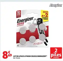 Auchan ENERGIZER Lot de 6 piles lithium cr2032 offre