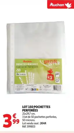 Auchan AUCHAN Lot 150 pochettes perforées offre