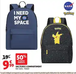 Auchan Sac à dos 1 compartiment offre