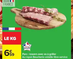 Carrefour Porc travers avec os à griller offre