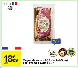 Carrefour REFLETS DE FRANCE MAgret de canard I.G.P du Sud-Ouest offre