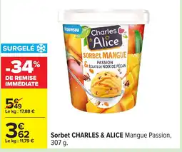 Carrefour CHARLES & ALICE Sorbet offre