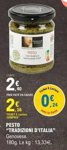 E.Leclerc PESTO “TRADIZIONI D’ITALIA” offre