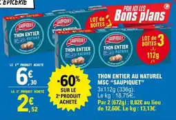 E.Leclerc Thon Entier Au Naturel Msc Saupiquet offre