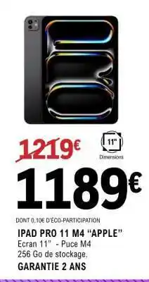 E.Leclerc IPAD PRO 11 M4 “APPLE” offre