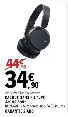 E.Leclerc CASQUE SANS FIL “JVC” offre