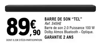 E.Leclerc BARRE DE SON TCL offre