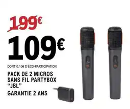 E.Leclerc PACK DE 2 MICROS SANS FIL PARTYBOX “JBL” offre