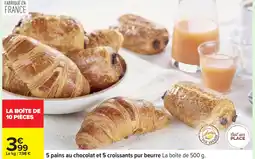 Carrefour 5 pains au chocolat et 5 croissants pur beurre offre