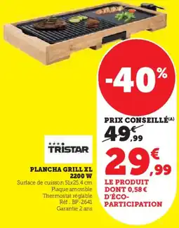 Super U Plancha grill XL 2200 W offre