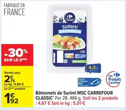 Carrefour CARREFOUR CLASSIC Bâtonnets de Surimi MSC offre