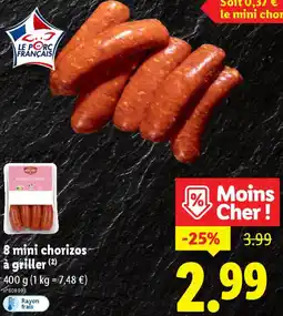 Lidl 8 mini chorizos à griller offre