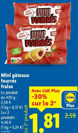 Lidl Mini gâteaux fourrés fraise offre