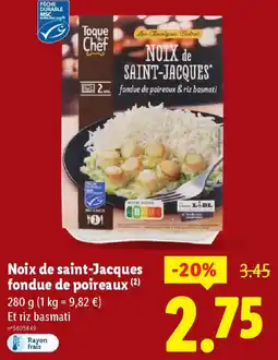 Lidl Noix de saint-Jacques fondue de poireaux offre