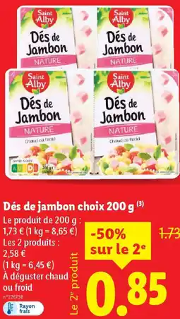 Lidl Dés de jambon choix offre