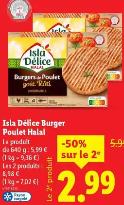 Lidl Isla Délice Burger Poulet Halal offre