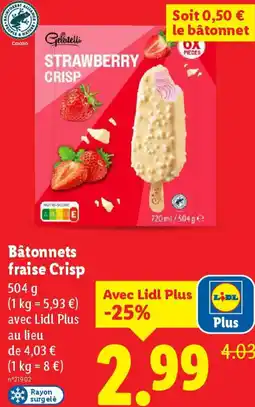 Lidl Bâtonnets fraise Crisp offre