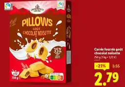 Lidl Carrés fourrés goût chocolat noisette offre