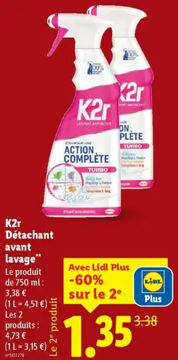 Lidl K2r Détachant avant lavage offre