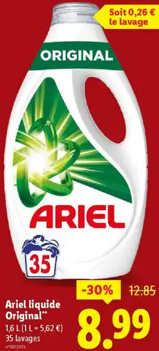 Lidl Ariel liquide Original offre