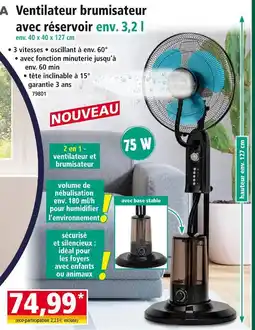 Norma Ventilateur brumisateur avec réservoir env. 3,2 l offre