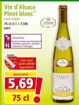 Norma LOUIS ENGLER Vin d'Alsace Pinot blanc offre