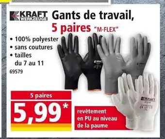Norma Kraft Werkzeuge Gants de travail, 5 paires M-FLEX offre