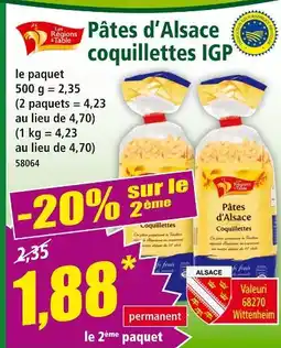 Norma Les Régions à Table Pâtes d'Alsace coquillettes IGP offre