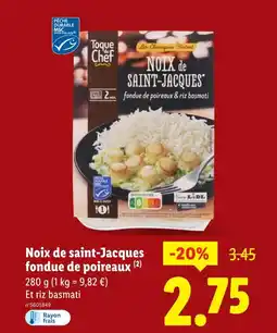 Lidl TOQUE DU CHEF Noix de saint-Jacques fondue de poireaux offre