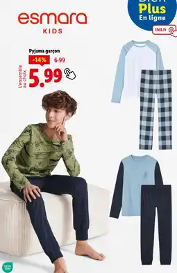 Lidl ESMARA Pyjama garçon offre