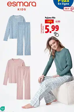 Lidl Esmara Pyjama fille offre