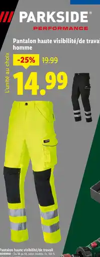Lidl PARKSIDE Pantalon haute visibilité/de travail homme offre
