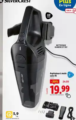 Lidl Silvercrest Aspirateur à main sans fil offre