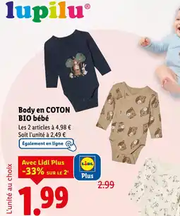 Lidl Lupilu Body en COTON BIO bébé offre