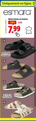 Lidl ESMARA Mules femme ou homme offre