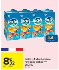 Cora x Carrefour Lactel - lait u.h.t. demi-écrémé de bons matins offre