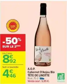 Cora x Carrefour A.o.p. cabernet d'anjou bio offre