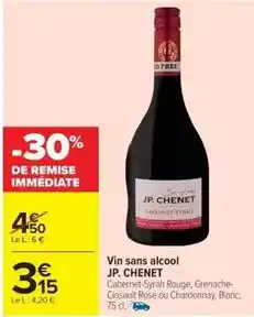 Cora x Carrefour Vin sans alcool offre
