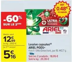 Cora x Carrefour Ariel - lessive capsules pods+ offre