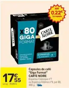 Cora x Carrefour Carte noire - capsules de café giga format offre