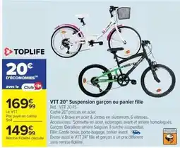 Cora x Carrefour Toplife - vtt 20 suspension garçon ou panier fille réf. : vtt 20 jrs offre