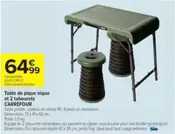 Cora x Carrefour Carrefour - table de pique nique et 2 aboutres offre