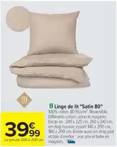 Cora x Carrefour Tex - linge de lit satín 80 offre
