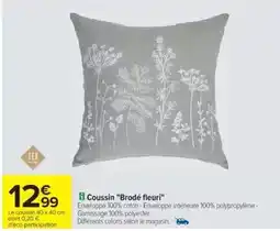 Cora x Carrefour Tex - coussin brodé fleuri offre