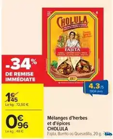 Cora x Carrefour Cholula - mélanges d'herbes et d'epices offre