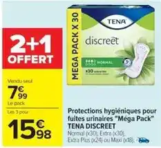 Cora x Carrefour Tena - protections hygiéniques pour fuites urinaires méga pack offre