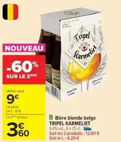 Cora x Carrefour Tripel karmeliet - bière blonde belge offre