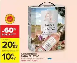 Cora x Carrefour Baron de lestac - a.o.p. bordeaux offre