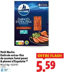 Lidl Petit Navire Emincés extras-fins de saumon fumé pavot & piment d'Espelette offre