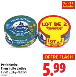 Lidl Petit Navire Thon huile d'olive offre
